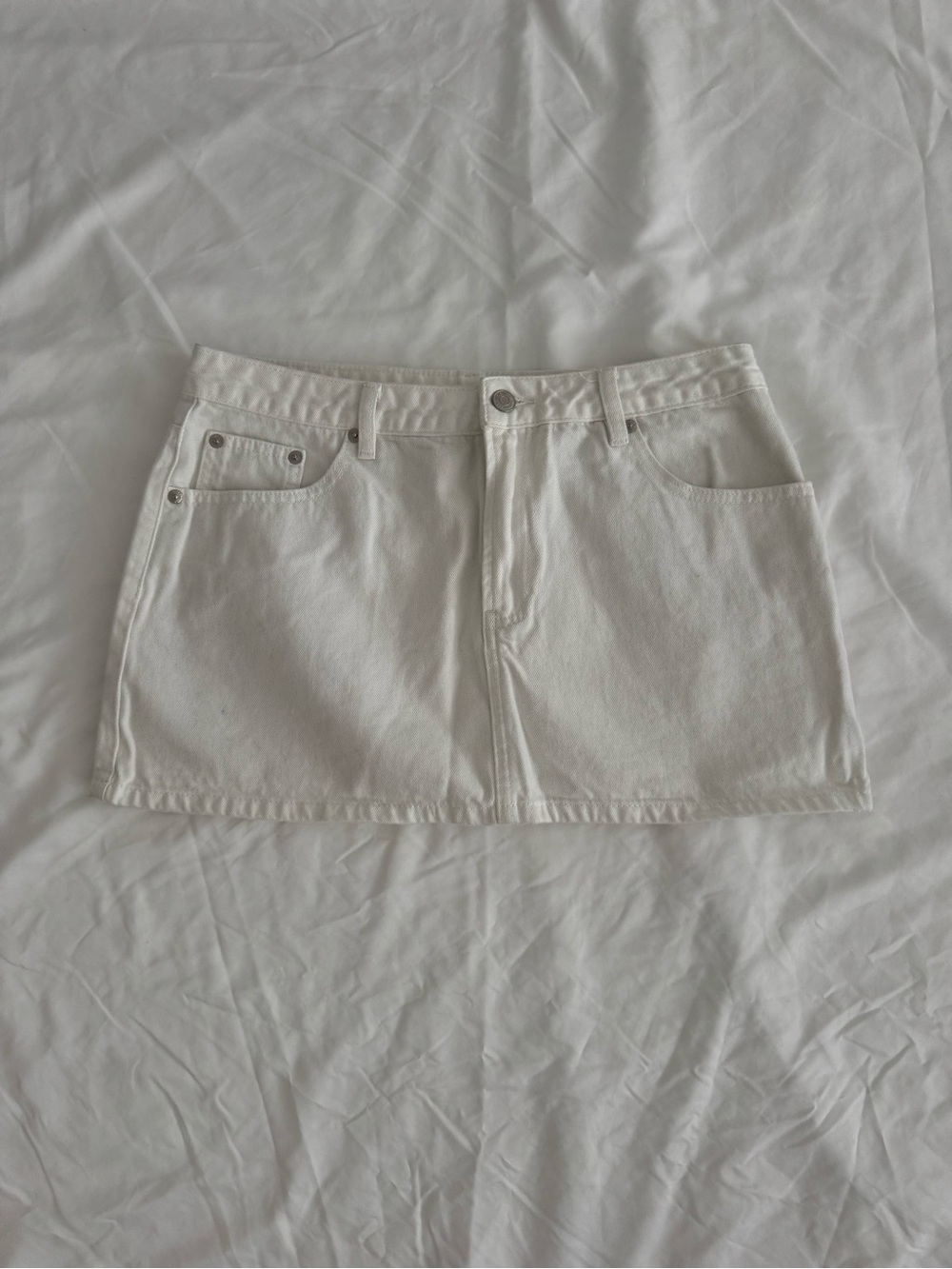 Glassons Low-Rise White Denim Mini Skirt